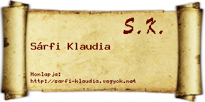 Sárfi Klaudia névjegykártya